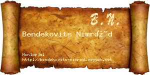 Bendekovits Nimród névjegykártya